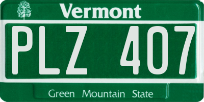 VT license plate PLZ407