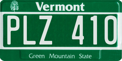VT license plate PLZ410