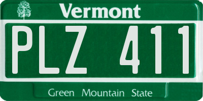 VT license plate PLZ411
