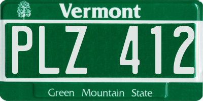 VT license plate PLZ412