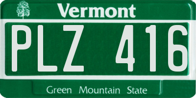 VT license plate PLZ416