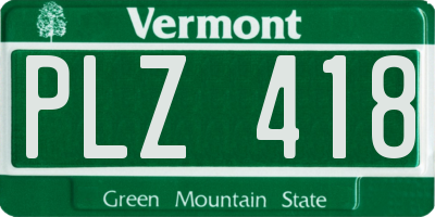 VT license plate PLZ418