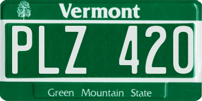 VT license plate PLZ420