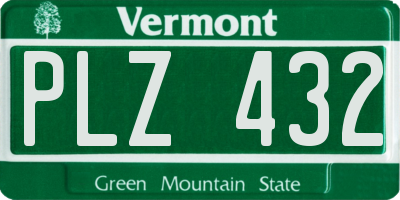 VT license plate PLZ432