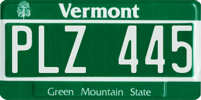 VT license plate PLZ445