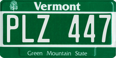 VT license plate PLZ447
