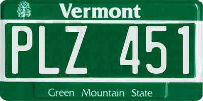 VT license plate PLZ451