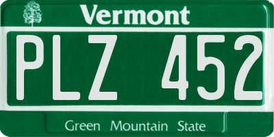 VT license plate PLZ452