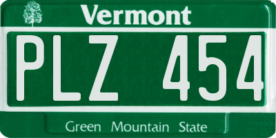 VT license plate PLZ454