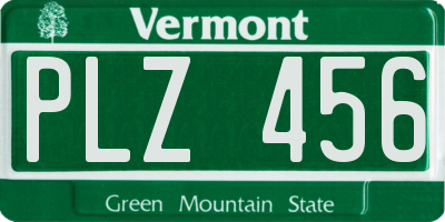 VT license plate PLZ456