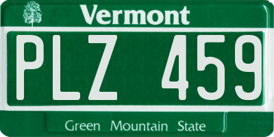 VT license plate PLZ459