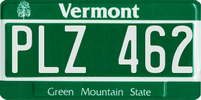 VT license plate PLZ462