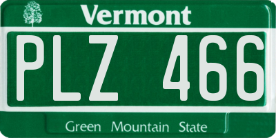 VT license plate PLZ466