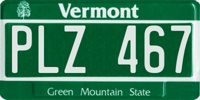 VT license plate PLZ467