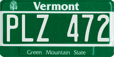 VT license plate PLZ472