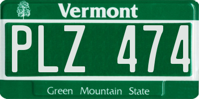 VT license plate PLZ474