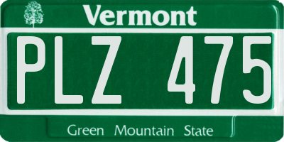 VT license plate PLZ475