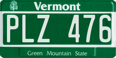 VT license plate PLZ476