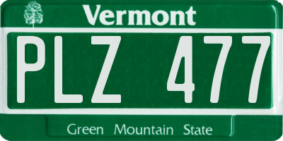VT license plate PLZ477