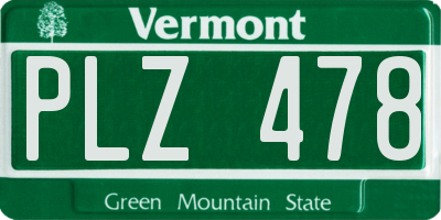 VT license plate PLZ478