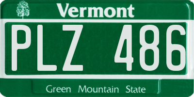 VT license plate PLZ486