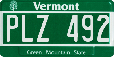 VT license plate PLZ492