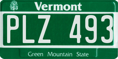 VT license plate PLZ493