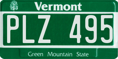 VT license plate PLZ495