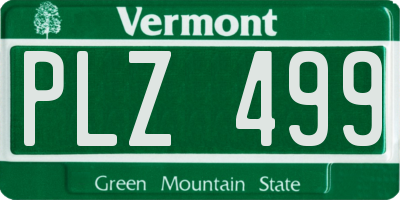 VT license plate PLZ499