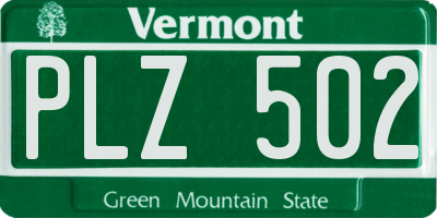 VT license plate PLZ502