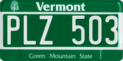 VT license plate PLZ503