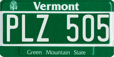 VT license plate PLZ505