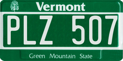 VT license plate PLZ507