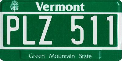 VT license plate PLZ511