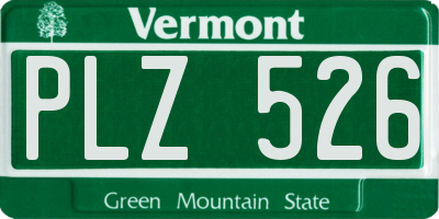 VT license plate PLZ526