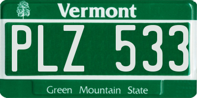 VT license plate PLZ533