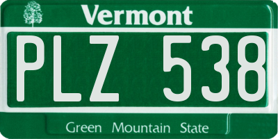 VT license plate PLZ538