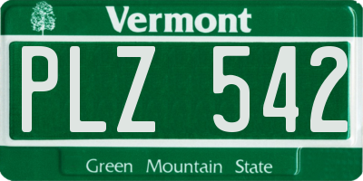 VT license plate PLZ542