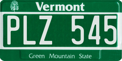 VT license plate PLZ545