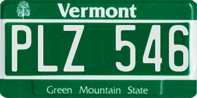 VT license plate PLZ546