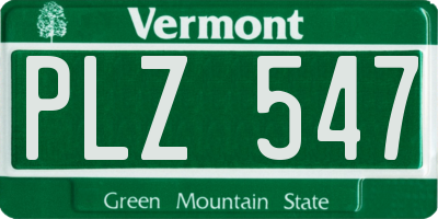 VT license plate PLZ547