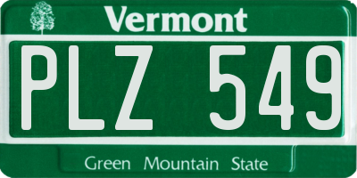 VT license plate PLZ549