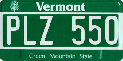 VT license plate PLZ550