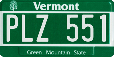 VT license plate PLZ551