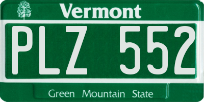 VT license plate PLZ552
