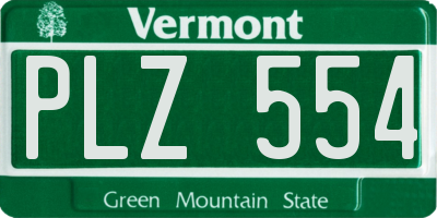 VT license plate PLZ554
