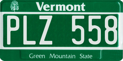 VT license plate PLZ558
