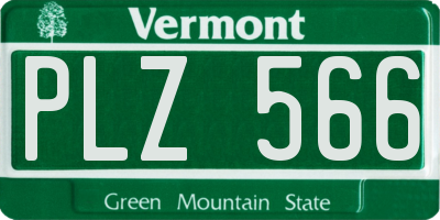 VT license plate PLZ566