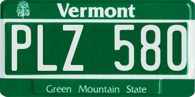 VT license plate PLZ580