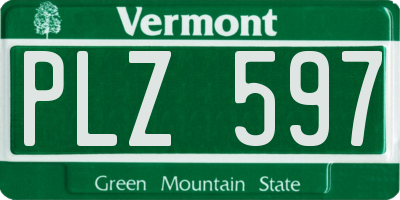 VT license plate PLZ597